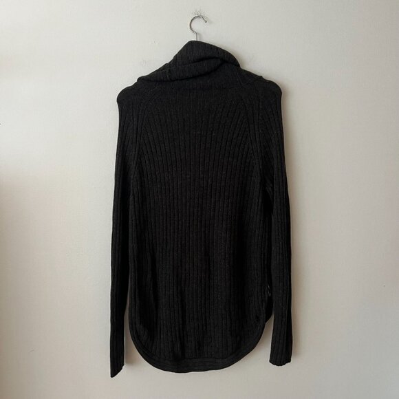 Garnet Hill Merino Wool Cowl Neck Tunic Knit Sweater Gray Women's Size Medium - Picture 7 of 9